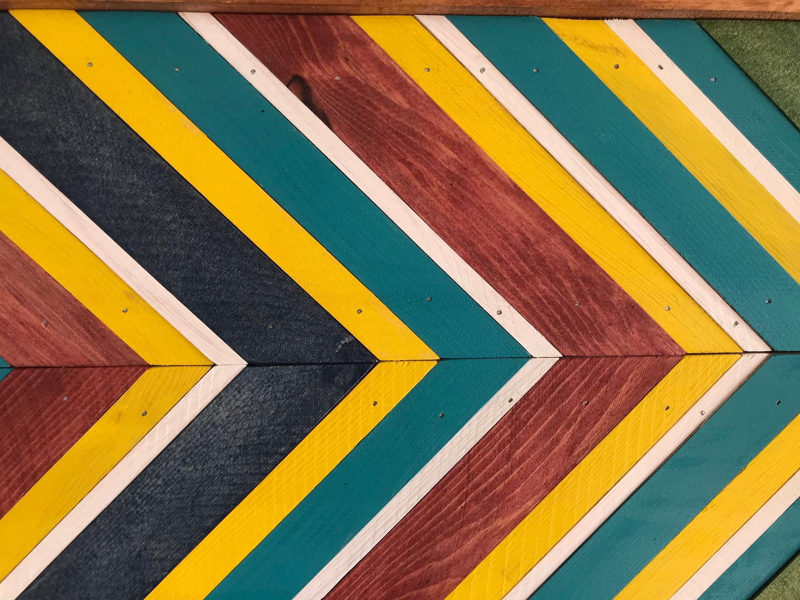 Long Narrow Wood Wall Art Rainbow Geometric Color Palette Wall Etsy