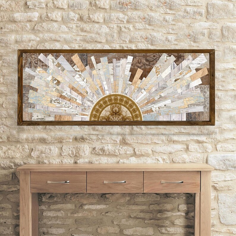 Sun Wood Wall Art Above Bed Decor Wooden Wall Art Long Rainbow Etsy