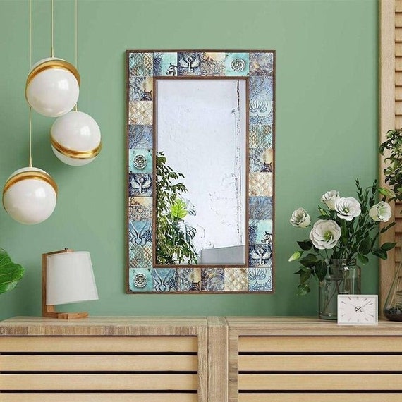 Carrelage Miroir Bois Et Carrelage Miroirs Miroir Mural Cadre Etsy France