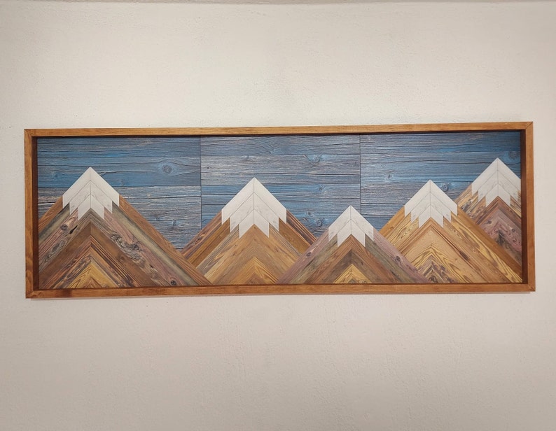 Mountains Geometric Wood Wall Art Bedroom Wooden Wall Art Etsy