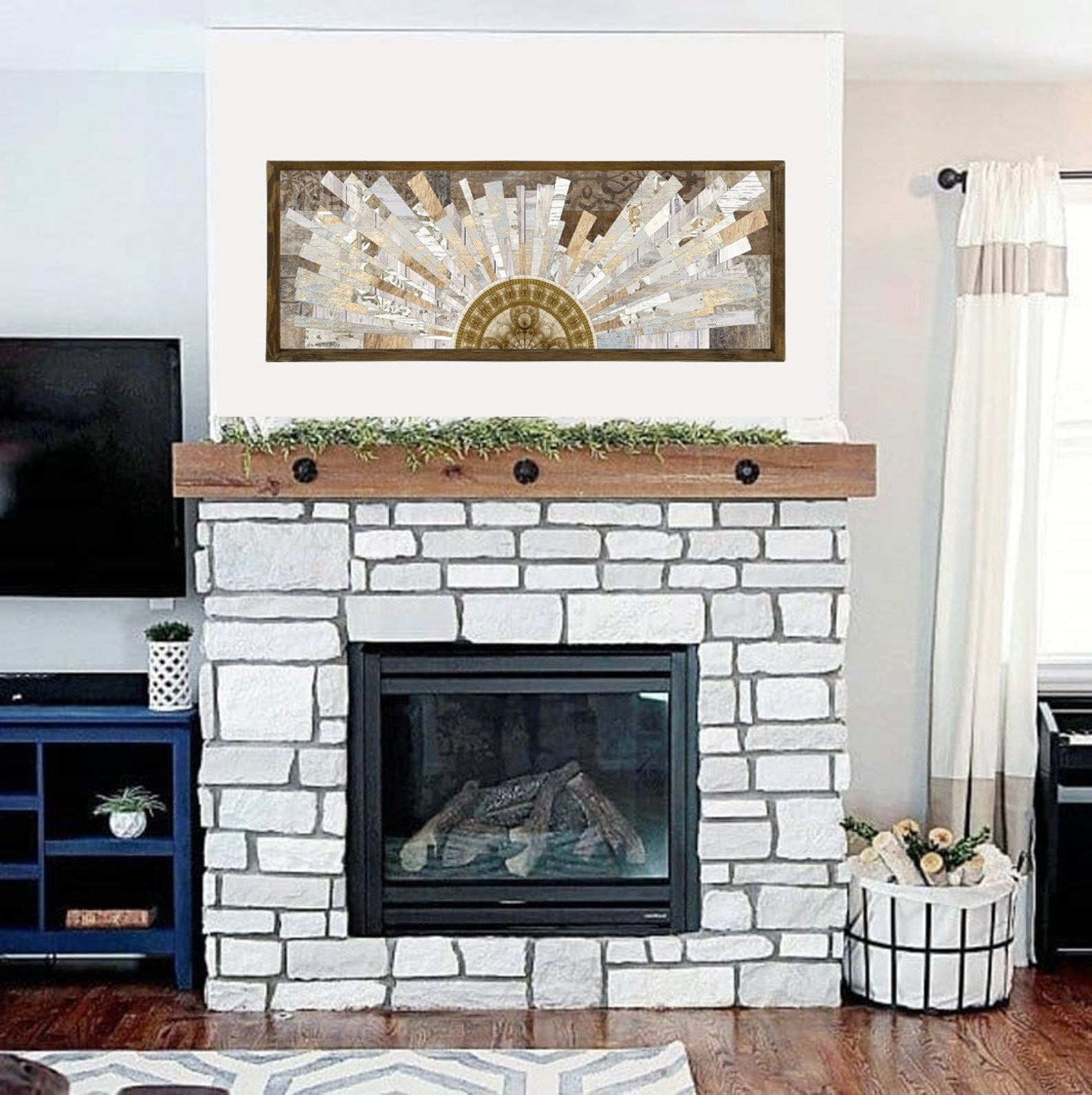 Sun Wood Wall Art Above Bed Decor Wooden Wall Art Long Rainbow Etsy