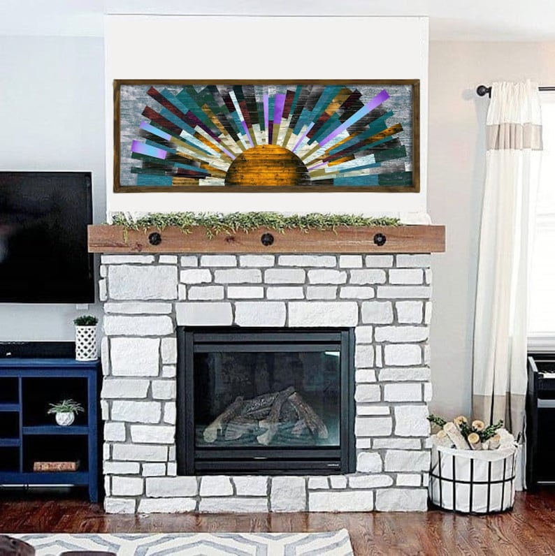 Sunshine Wood Wall Art Above Bed Decor Wooden Wall Art Long Etsy