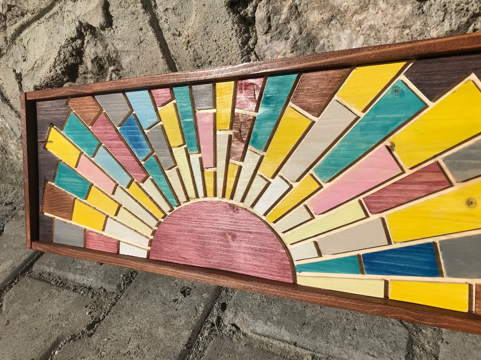 Sunburst Wood Wall Art Sunrise Wooden Wall Hanging Panoramic Etsy