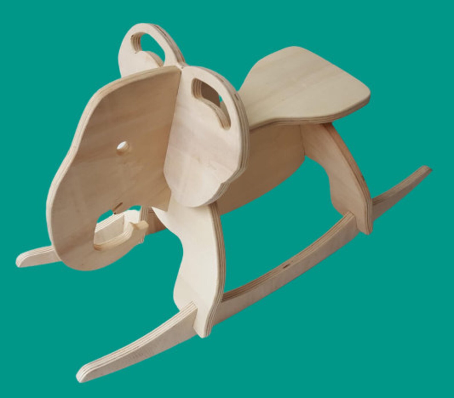 Rocking Elephant Wooden Elephant Rocker Natural Montessori Toy Etsy