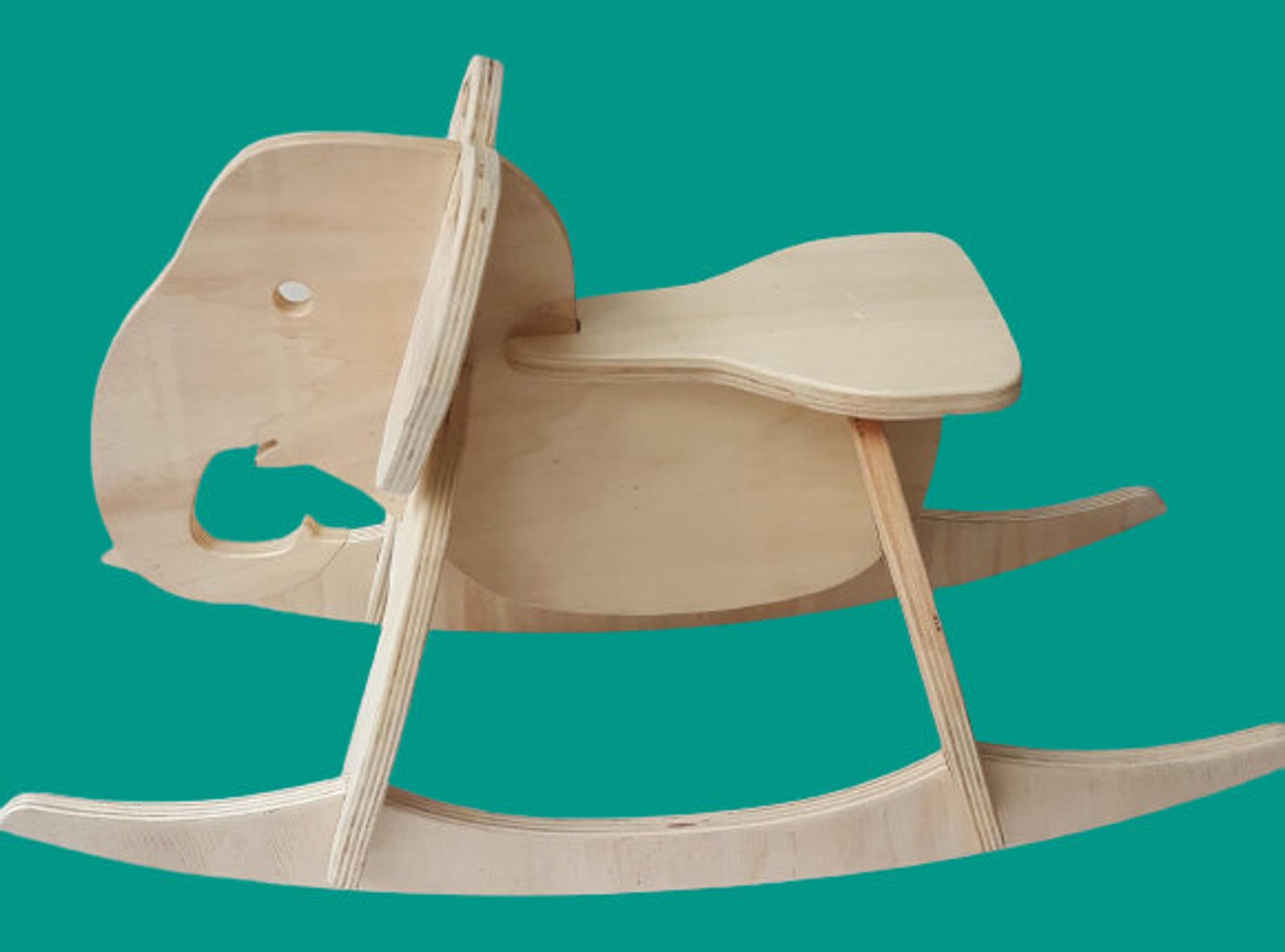 Rocking Elephant Wooden Elephant Rocker Natural Montessori Toy Etsy