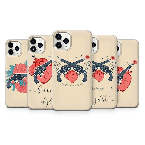 Romeo And Juliet Love Gun Phone Case for iPhone 14, 13 Pro, 12 mini, 11, XR, 7+, 7 & Samsung A50, A51, S21, A53, Huawei P20, P30 Pro D142