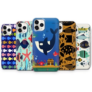Ocean Fish Fossils Phone Case fit for iPhone 14, 13 Pro, 12 mini, 11, XR, 7+, 7 & Samsung A50, A51, S21, A53, Huawei P20, P30 Pro D124