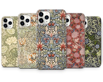 William Morris Floral Phone Case fit for iPhone 14, 13 Pro, 12 mini, 11, XR, 7+, 7 & Samsung A50, A51, S21, A53, Huawei P20, P30 ProD113