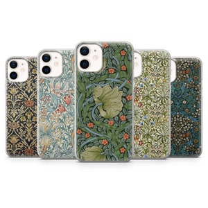 Wallpaper William Morris-telefoonhoesje geschikt voor iPhone 14, 13 Pro, 12 mini, 11, XR, 7+, 7 en Samsung A50, A51, S21, A53, Huawei P20, P30 Pro D60