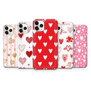 Romantic Hearts Lovely Phone Case fit for iPhone 14, 13 Pro, 12 mini, 11, XR, 7+, 7 & Samsung A50, A51, S21, A53, Huawei P20, P30 ProD148