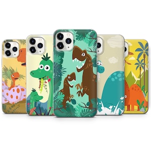 Cute Dinosaur Phone Case fit for iPhone 14, 13 Pro, 12 mini, 11, XR, 7+, 7 & Samsung A50, A51, S21, A53, Huawei P20, P30 Pro D126