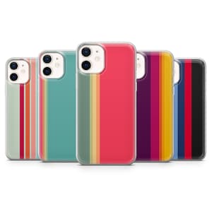 Aesthetic Color Stripes Phone Case for iPhone 14, 13 Pro, 12 mini, 11, XR, 7+, 7 & Samsung A50, A51, S21, A53, Huawei P20, P30 Pro D31