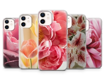Flower Blossom Florale Handytasche passend für iPhone 14, 13 Pro, 12 mini, 11, XR, 7+, 7 & Samsung A50, A51, S21, A53, Huawei P20, P30 Pro Case D2