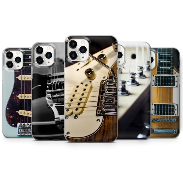 Gitarre Electric Music Handytasche passend für iPhone 14, 13 Pro, 12 mini, 11, XR, 7+, 7 & Samsung A50, A51, S21, A53, Huawei P20, P30 Pro D136