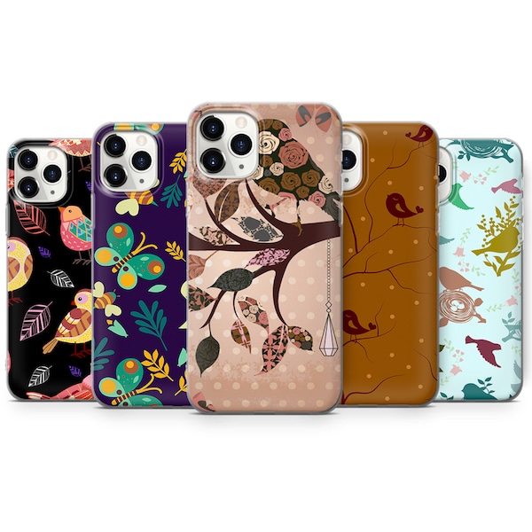 Cute Birds Aesthetic Phone Case fit for iPhone 14, 13 Pro, 12 mini, 11, XR, 7+, 7 & Samsung A50, A51, S21, A53, Huawei P20, P30 ProD129
