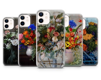 Ästhetische Blumen Vase Handytasche für iPhone 14, 13 Pro, 12 mini, 11, XR, 7+, 7 & Samsung A50, A51, S21, A53, Huawei P20, P30 Pro D57