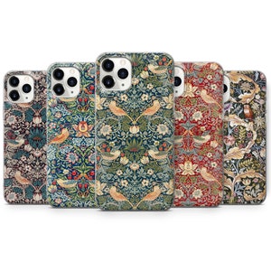 William Morris Birds Phone Case fit for iPhone 14, 13 Pro, 12 mini, 11, XR, 7+, 7 & Samsung A50, A51, S21, A53, Huawei P20, P30 ProD112