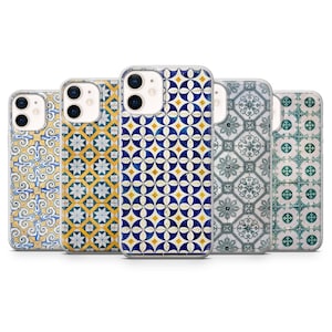 Moroccan Tiles Design Phone Case fit for iPhone 14, 13 Pro, 12 mini, 11, XR, 7+, 7 & Samsung A50, A51, S21, A53, Huawei P20, P30 Pro D52
