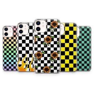 Cute Squares Pattern Phone Case fit for iPhone 14, 13 Pro, 12 mini, 11, XR, 7+, 7 & Samsung A50, A51, S21, A53, Huawei P20, P30 Pro D6