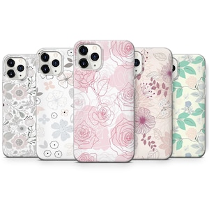 Cute Floral Pattern Phone Case fit for iPhone 14, 13 Pro, 12 mini, 11, XR, 7+, 7 & Samsung A50, A51, S21, A53, Huawei P20, P30 Pro Case D94
