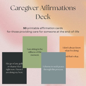 Mazzo delle affermazioni del caregiver, Affermazioni per i caregiver, Regalo per il caregiver di fine vita, Salute mentale, Regalo per la cura di sé