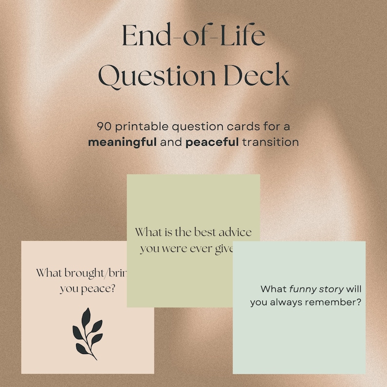 End of Life Question Deck, Questions for a Peaceful Transition, Legacy Journal, Memory Book ...