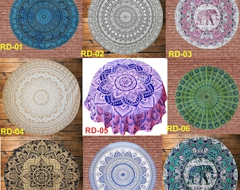 Round Table Cover Bohemia Indian Mandala Table Cloth Fabric Peacock Father Tablecloth Mediterranean Style Kitchen Round TableCloth Boho