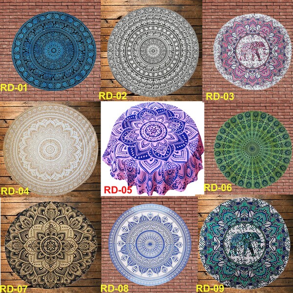 Round Table Cover Bohemia Indian Mandala Table Cloth Fabric Peacock Father Tablecloth Mediterranean Style Kitchen Round TableCloth Boho