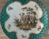 Dresden Chinoiserie Courting Scene Antique Small Plate - Vintage 19th Century