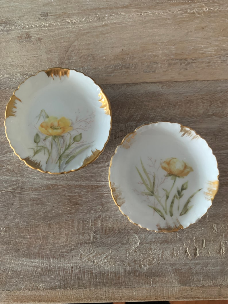 1891 Haviland CFHGDM Yellow Rose Butter Pat Plates