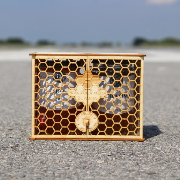 Laser cut decorative 2 x 450 g honey wooden box, gift box | SVG DXF PDF |