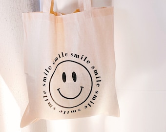 Jute bag shopping bag fabric bag ''Smile''/cotton bag/cotton bag printed/jute bag printed/gift