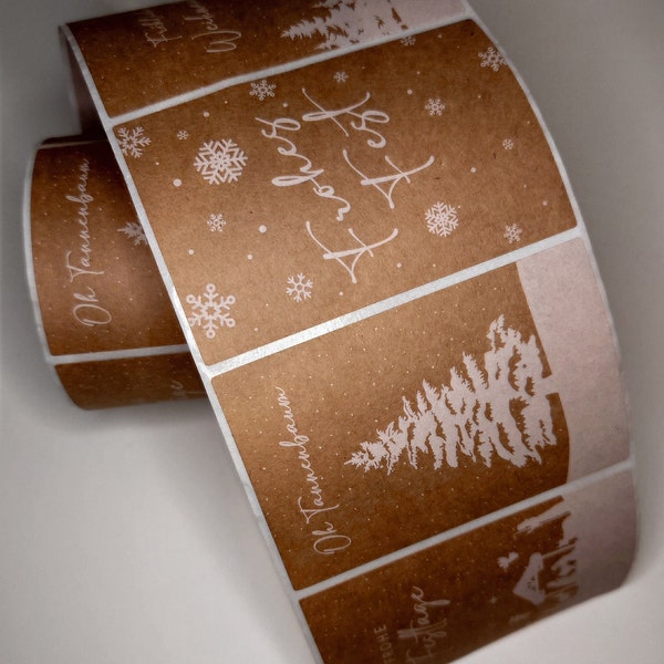 Stickers/Stickers Christmas stickers/Christmas stickers/Kraft paper/Self-adhesive/Stickers Happy Holidays/Oh Christmas Tree/Happy Holidays