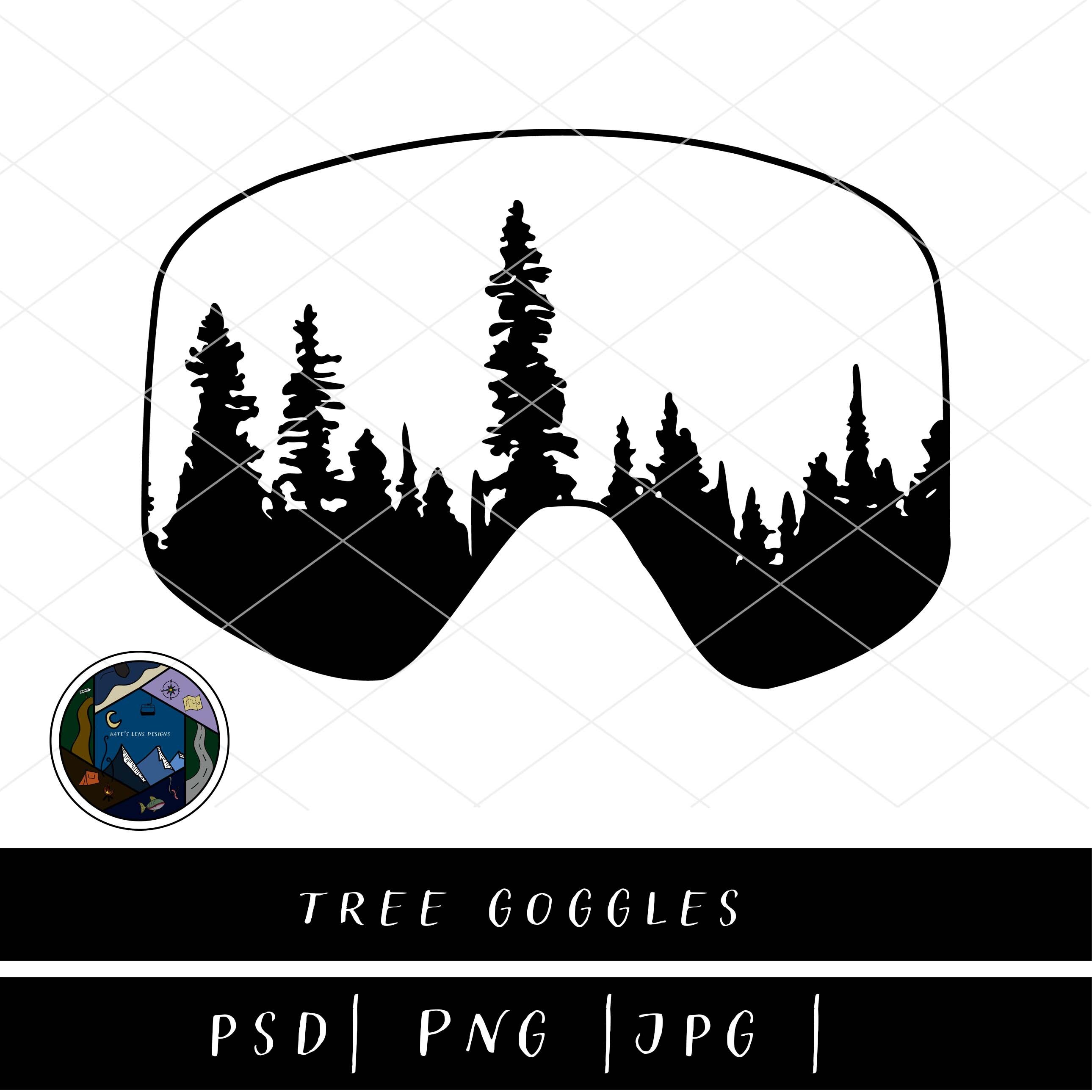 Tree Ski Goggles Graphic Jpeg Png Psd Ski Graphic Mountain Logo DIY Ski ...