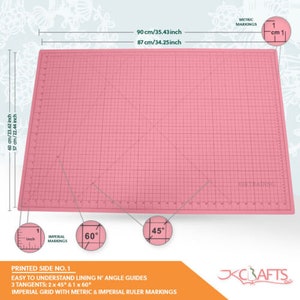 JKCraft Blue Pink A1 A2 A3 Large Thick Self Healing Cutting Mat Improved Double-Side Art image 2