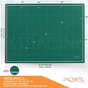 SEMPLIX Self-healing Cutting Mat A0 In Green, Pink, Grey, Turquoise, Purple. Ideal For Crafts, Sewing And Patchwork. 120 X 80 Double-sided Printed. Front Cm, Rear Inch Dimensions - View #5