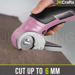 Pink Electric Cordless Fabric Scissors With 45mm Rotary Cutter