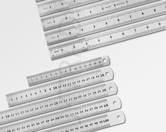 ZOffice All Sizes Stainless Steel Rulers - Metric and Imperial Ruler - (1/32, 1/20 Inch and 1mm Marks)