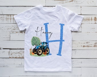 Boy's Personalised Tractor T-shirt | Any Name | Gift | Birthday