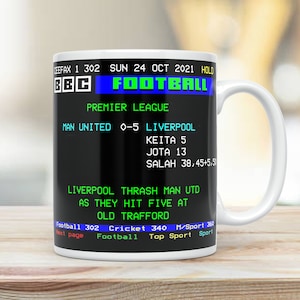 Liverpool v Man Utd 5-0 Ceefax mug | Teletext | football | Old Trafford