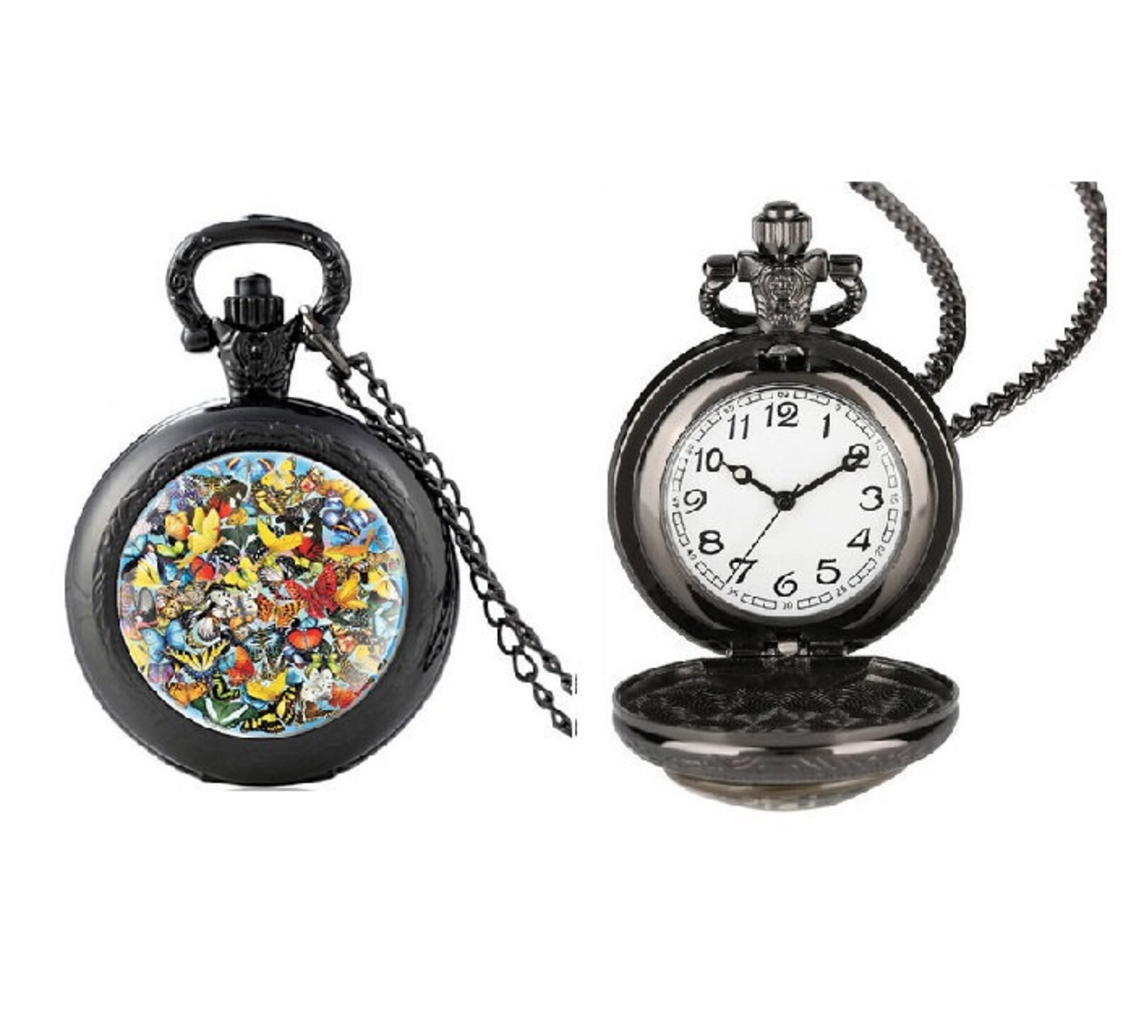 Butterfly Pocket Watch Etsy