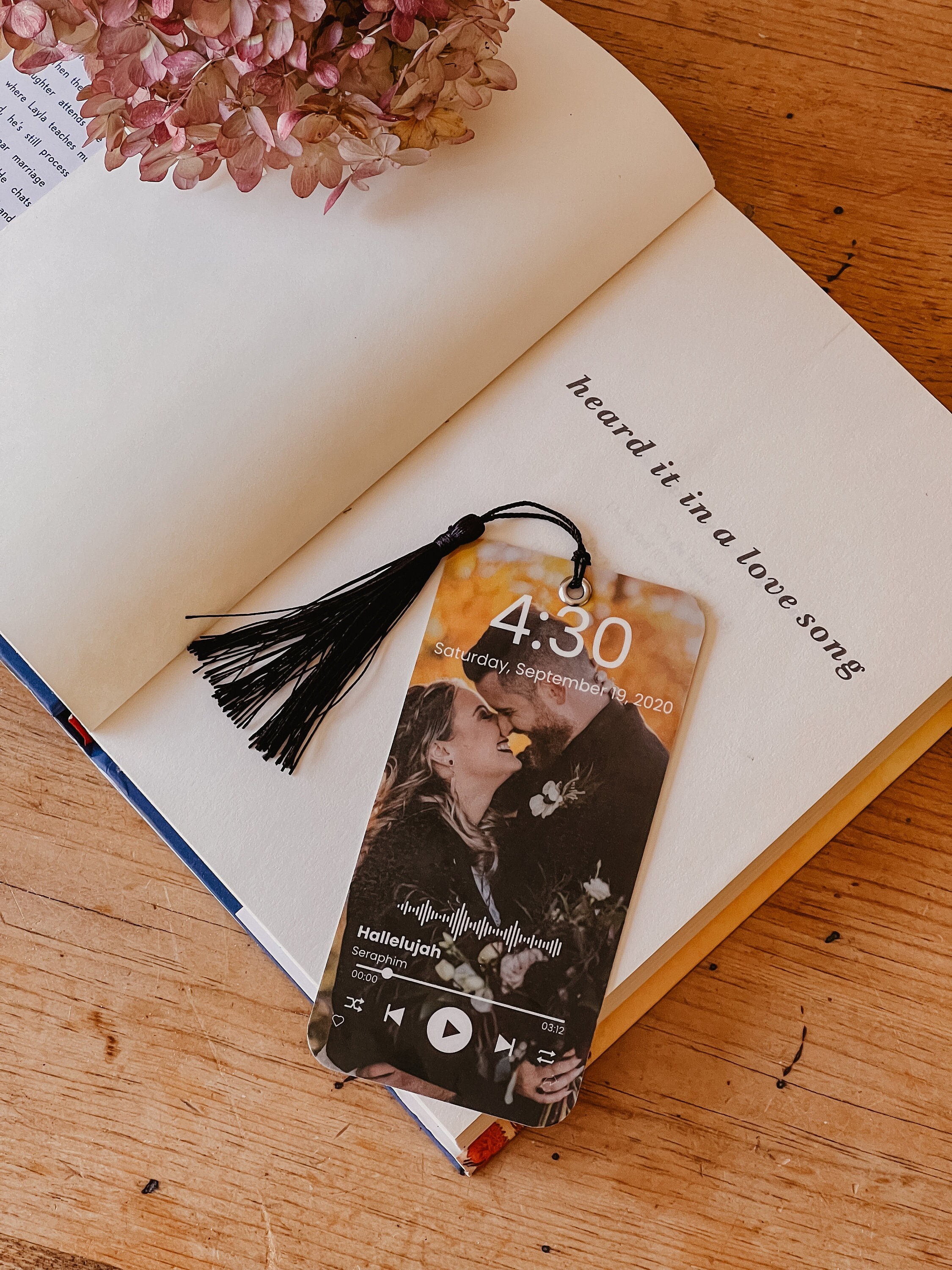Custom Laminated Song Bookmark, Personalized with wedding song, wedding photo. Wedding Gifts, Mom Gifts, Best Friend Gifts.