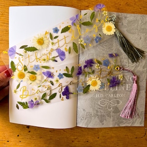 Curse Word Pressed Floral Laminated Bookmarks with Real Flowers, custom made to order