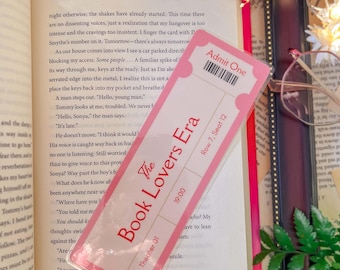 Book Lovers Era Ticket Bookmark, Printed Laminated One Sided Bookmark