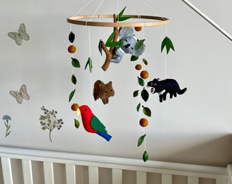 Australian animals baby mobile Koala mobile Animal mobile nursery Tasmanian devil Nursery decor Wombat Australian baby mobile Baby shower