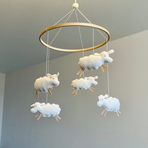 Sheep mobile nursery decor Baby Crib Mobile Sheep Baby shower Nursery mobile with sheeps mobile Neutral crib mobile Lambs hanging mobile