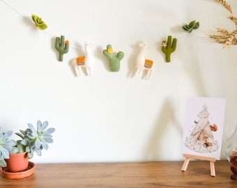 Desert Llama Cactus Felt Garland: Boho Nursery Decor