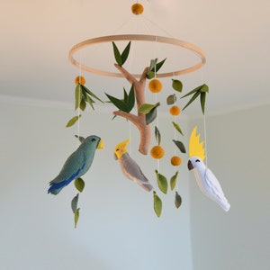 Mobile baby Australian animals baby mobile Nursery decor felt animals Baby mobile nursery Parrots baby mobile Crib mobile baby shower gift image 8