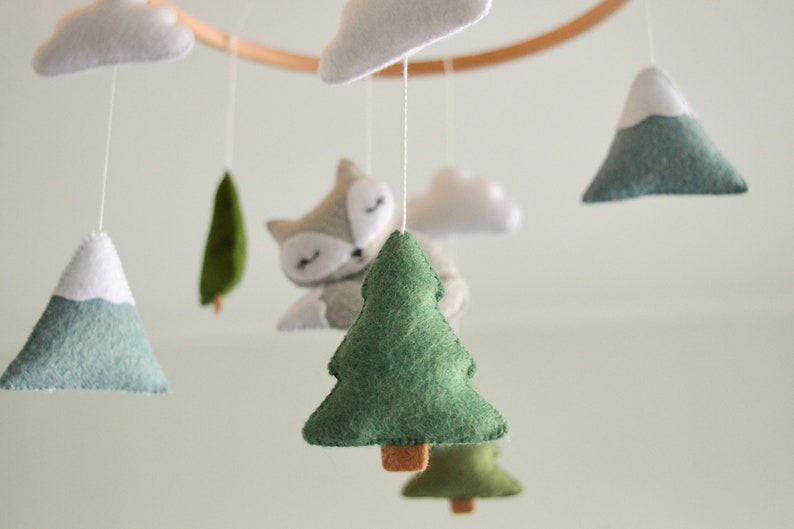Mobile Baby Fox Nursery Mobile Woodland Mobile Mountains Etsy