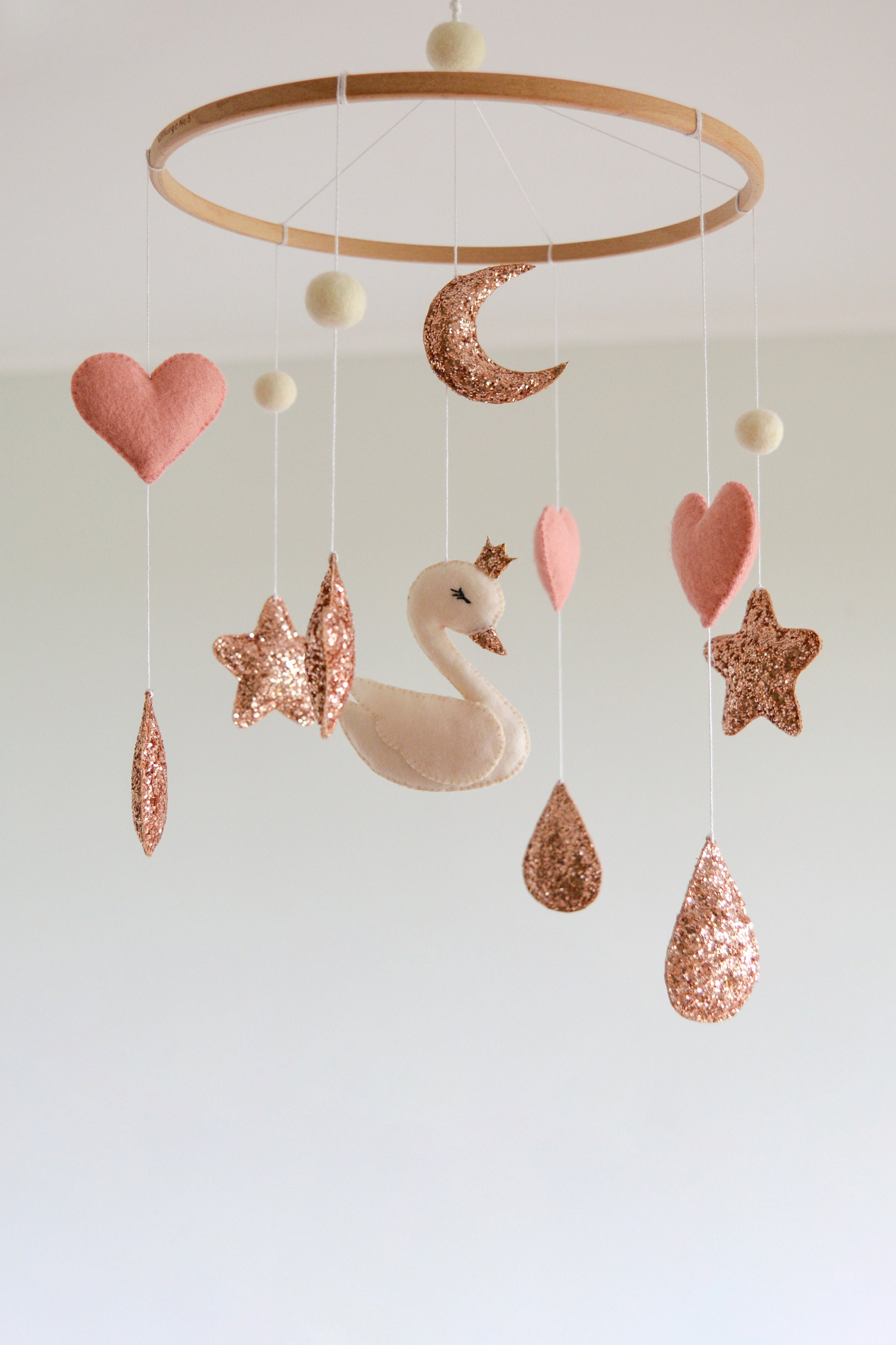 Swan Baby Mobile Swan Nursery Crib Mobile Moon and Stars Girls Etsy